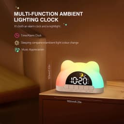 Digital Clock Wake Up Light Sunrise Alarm Clock Colorful Night Light Cute Bear Shaped Ideal for Bedroom Decor Christmas Niditon