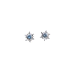 Luxury Exquisite Sterling Silver Inlaid Tiny Zircon Blue Crystal Snowflake Stud Earrings for Woman Winter Jewelry Christmas Gift
