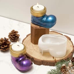 Christmas Boots Shoes Candle Holder Silicone Mold DIY Table Decoration Crystal Drop Glue Epoxy Resin Mold Christmas Craft Gifts