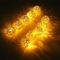 1 string 3m/6m 20/40 LED rattan ball light for Christmas, birthday party, bedroom decoration, battery powered warm string light