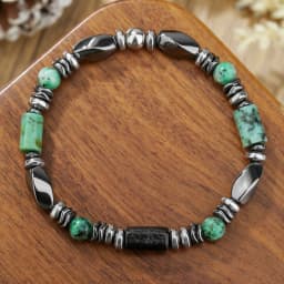 Fashionable Turquoise Black Stone Bead Bracelet Handmade Elastic Rope Bracelet Perfect Gift for Christmas Accessories
