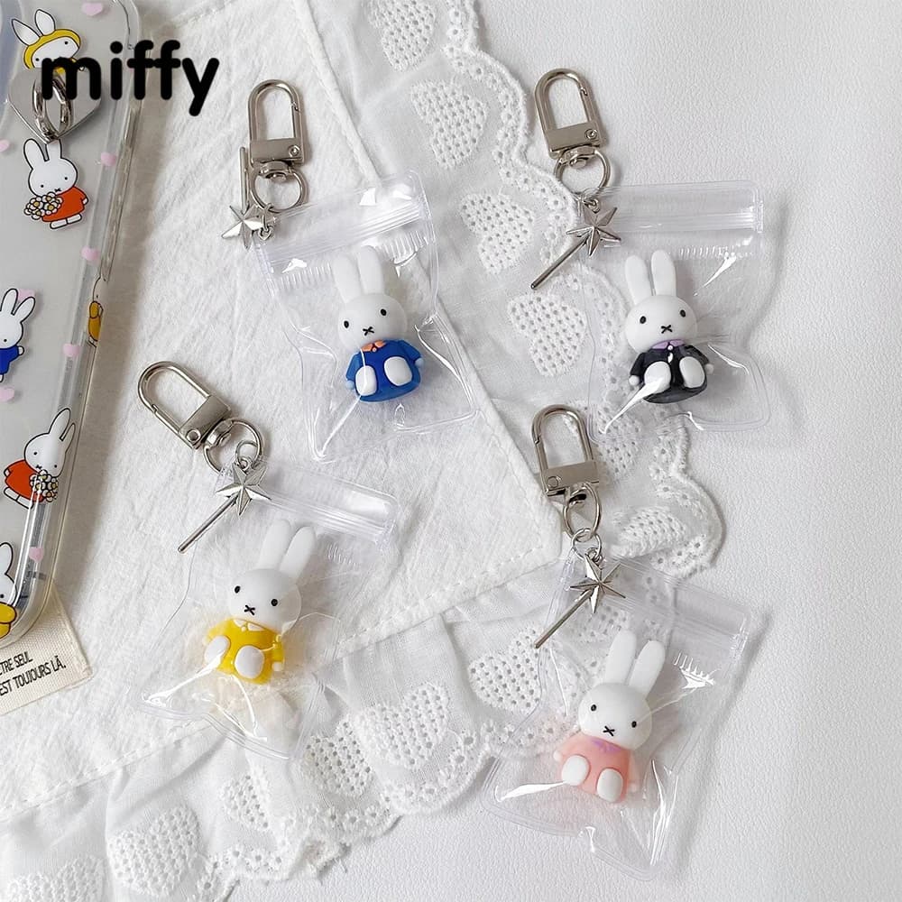 Kawaii Miffy Cute Phone Chain Cartoon Ins Style Keychain Couple Backpack Decoration Pendant Birthday Christmas Gift Toy for Girl