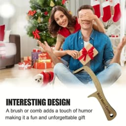 1pc Prank Bald Wooden Hair Comb for Bald Men - Family Theme, No Electricity Required, Prank Christmas Gift, Hair Comb Decoration