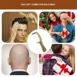 1pc Prank Bald Wooden Hair Comb for Bald Men - Family Theme, No Electricity Required, Prank Christmas Gift, Hair Comb Decoration