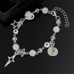 Y2K Sweet and Romantic Black and White Pearl Sparkling Star Vortex Star Bracelet Set, Valentine's Day Christmas Gift