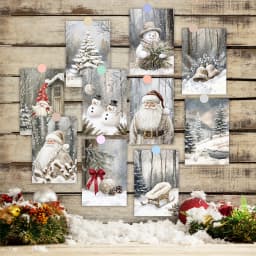 20pcs Christmas Cards With Stickers -Classic Snow Scene Design,Holiday Greetings,Home Wall Decor,Party Backdrop,Diy Photo Crafts