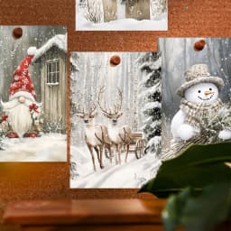 20pcs Christmas Cards With Stickers -Classic Snow Scene Design,Holiday Greetings,Home Wall Decor,Party Backdrop,Diy Photo Crafts