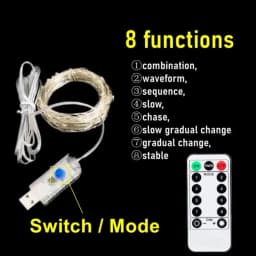 USB String Lights 8 Function Remote Control LED Fairy Lights Christmas Garland for New Year Wedding Party Tree Garden Decoration