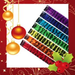 18' 7 Pcs Rainbow Long Straight Zebra Print Synthetic Feather Clip in Hair Extensions for Women, Ideal Halloween Christmas