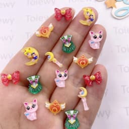 30pcs Resin Colorful Cartoon Mini Glitter Magic Wand Cat Clothe Girl Nail Art Flatback Rhinestone DIY Christmas Scrapbook Crafts