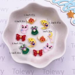 30pcs Resin Colorful Cartoon Mini Glitter Magic Wand Cat Clothe Girl Nail Art Flatback Rhinestone DIY Christmas Scrapbook Crafts
