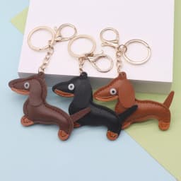 Cute Leather Dachshund Dog Keychain for Men Dogs Lovers Cartoon Animal Pendant Keychains Bag Decoration Christmas Gifts