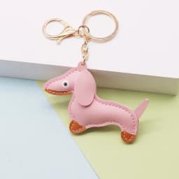 Cute Leather Dachshund Dog Keychain for Men Dogs Lovers Cartoon Animal Pendant Keychains Bag Decoration Christmas Gifts