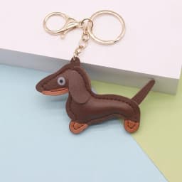Cute Leather Dachshund Dog Keychain for Men Dogs Lovers Cartoon Animal Pendant Keychains Bag Decoration Christmas Gifts