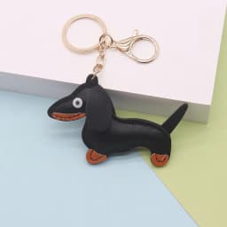 Cute Leather Dachshund Dog Keychain for Men Dogs Lovers Cartoon Animal Pendant Keychains Bag Decoration Christmas Gifts