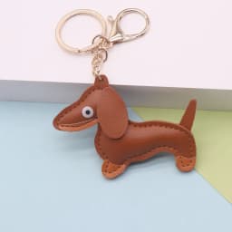 Cute Leather Dachshund Dog Keychain for Men Dogs Lovers Cartoon Animal Pendant Keychains Bag Decoration Christmas Gifts