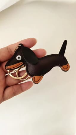 Cute Leather Dachshund Dog Keychain for Men Dogs Lovers Cartoon Animal Pendant Keychains Bag Decoration Christmas Gifts