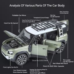 1:24 Land Rover Range Rover Defender Alloy Model Cullinan Diecast Car Toys Doors Opened Sound Light Vehices Kids Christmas Gifts