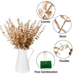 10Pcs Gold Artificial Eucalyptus Stems Leaves Faux Eucalyptus Branches 38cm Wedding Home Decor Christmas Garland DIY Ornament