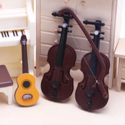 1Pc Dollhouse Mini Christmas Wood Grain Violin Instrument Simulation Popular Guitar Miniature Home Scene Model Decor Accessories