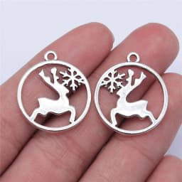 10pcs  Charms Christmas Deer Sika Antique Bronze Silver Color Pendants Making DIY Handmade Tibetan Silver Color Jewelry
