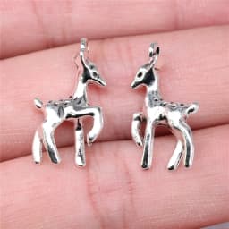 10pcs  Charms Christmas Deer Sika Antique Bronze Silver Color Pendants Making DIY Handmade Tibetan Silver Color Jewelry