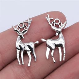 10pcs  Charms Christmas Deer Sika Antique Bronze Silver Color Pendants Making DIY Handmade Tibetan Silver Color Jewelry