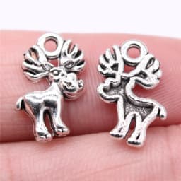 10pcs  Charms Christmas Deer Sika Antique Bronze Silver Color Pendants Making DIY Handmade Tibetan Silver Color Jewelry