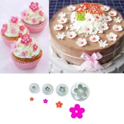4Pcs/Set Plum Flower Plunger Fondant Mold Cutter Cake tools Decorating Christmas Cake Decorating Tools