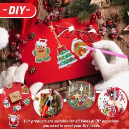 12pcs/set DIY Diamond Painting Christmas Keychains One Sided Crystal Rhinestones Snowman Diamond Art Christmas Tree Ornaments