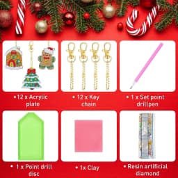 12pcs/set DIY Diamond Painting Christmas Keychains One Sided Crystal Rhinestones Snowman Diamond Art Christmas Tree Ornaments