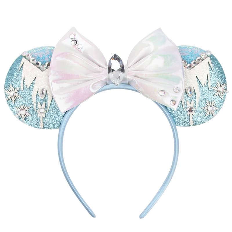 NEW Frozen Snowflake Mouse Ears Headband Girls Boys Sequin 5"Bow Hairband Christmas Festival Party Cosplay Hair Accessories