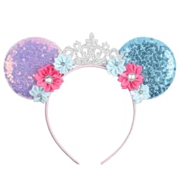 NEW Frozen Snowflake Mouse Ears Headband Girls Boys Sequin 5"Bow Hairband Christmas Festival Party Cosplay Hair Accessories