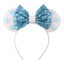 NEW Frozen Snowflake Mouse Ears Headband Girls Boys Sequin 5"Bow Hairband Christmas Festival Party Cosplay Hair Accessories