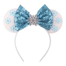 NEW Frozen Snowflake Mouse Ears Headband Girls Boys Sequin 5"Bow Hairband Christmas Festival Party Cosplay Hair Accessories