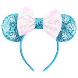 NEW Frozen Snowflake Mouse Ears Headband Girls Boys Sequin 5"Bow Hairband Christmas Festival Party Cosplay Hair Accessories