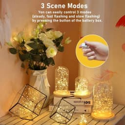 5Pcs LED Fairy Lights Battery Operated Remote Copper Wire Light Garland For Christmas Wedding Party Decoration String Lights