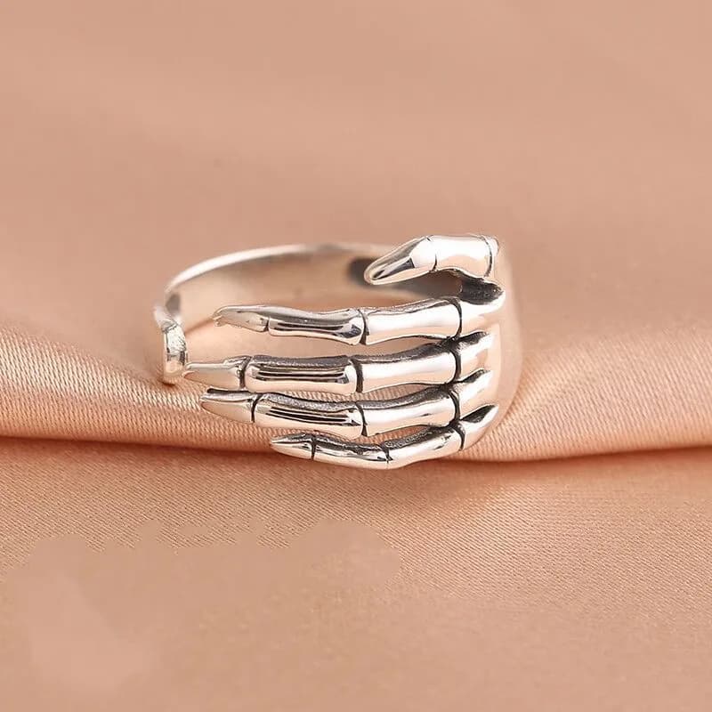 925 Sterling Silver Skeletal Hand Open Rings For Women Party Luxury Designer Jewelry Christmas Accessories