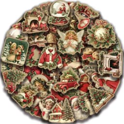 50pcs Retro Cute Santa Claus Christmas Cartoon Stickers Laptop Phone Scrapbook Suitcase Wall Sticker Kids Classics Toys