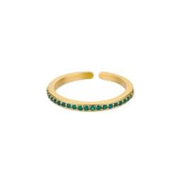 Mini Zircon Green Rings For Women Stainless Steel Gold Color Adjustable Finger Ring Engagement Wedding Christmas Jewelry Gift