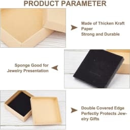 24 Pcs Cardboard Jewelry Boxes 3.54×3.54x1.18 Square Cardboard Box Paper Kraft Paper Gift Packaging Box for Christmas