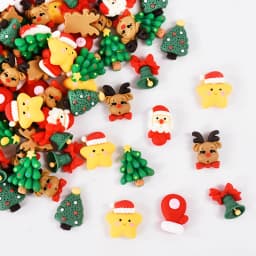 20pcs Mini Christmas Resin Figurine Crafts Cute Reindeer Xmas Tree Santa Claus Flatback Cabochon Ornaments DIY New Year Gifts