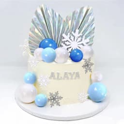 44 PCS Snowflake Cake Toppers Frozen Cake Toppers Blue Ball Cake Decoration for Wedding Christmas Winter Theme Birthday Party