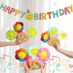 50 Pcs Wrist Balloons for Kids Birthday Party Decorations, Daisy Face Design, Perfect for Halloween & Christmas Celebrations