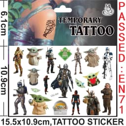 Yoda Baby Tattoo Stickers Waterproof Cute Birthday Party Supplies Reward Toy for Kids Decoration Christmas Gift