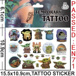 Yoda Baby Tattoo Stickers Waterproof Cute Birthday Party Supplies Reward Toy for Kids Decoration Christmas Gift
