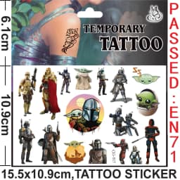 Yoda Baby Tattoo Stickers Waterproof Cute Birthday Party Supplies Reward Toy for Kids Decoration Christmas Gift