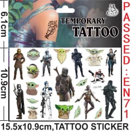 Yoda Baby Tattoo Stickers Waterproof Cute Birthday Party Supplies Reward Toy for Kids Decoration Christmas Gift