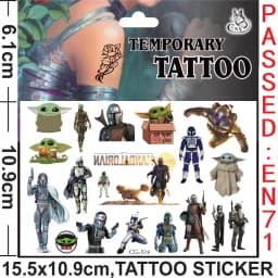 Yoda Baby Tattoo Stickers Waterproof Cute Birthday Party Supplies Reward Toy for Kids Decoration Christmas Gift
