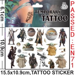 Yoda Baby Tattoo Stickers Waterproof Cute Birthday Party Supplies Reward Toy for Kids Decoration Christmas Gift
